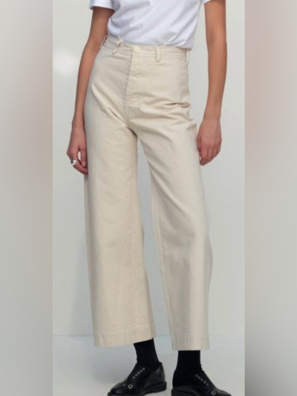 Jesse Kamm Organic Cotton Canvas Sailor Pants Cream Size 6